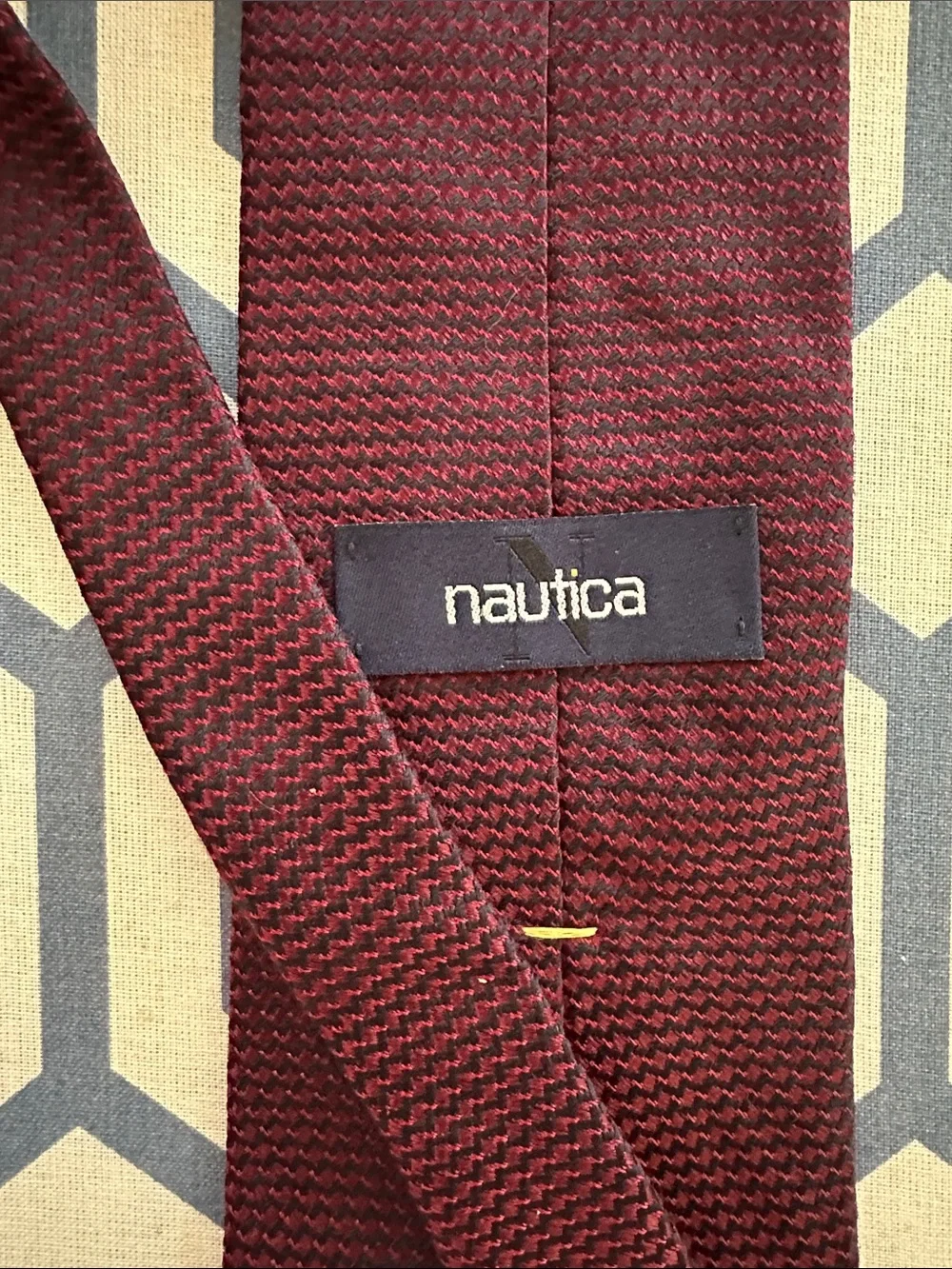 Men's Vintage Nautica Burgundy Tie - 100% Silk